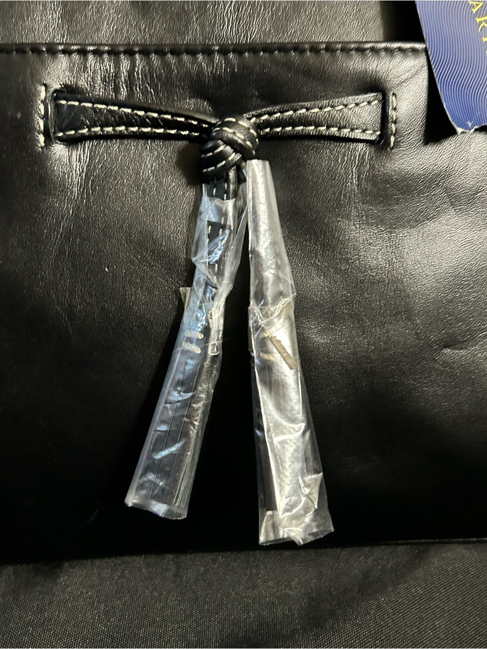 Charter Club Women’s Classic Black Leather Tote Bow Accent NWT - Picture 5 of 14